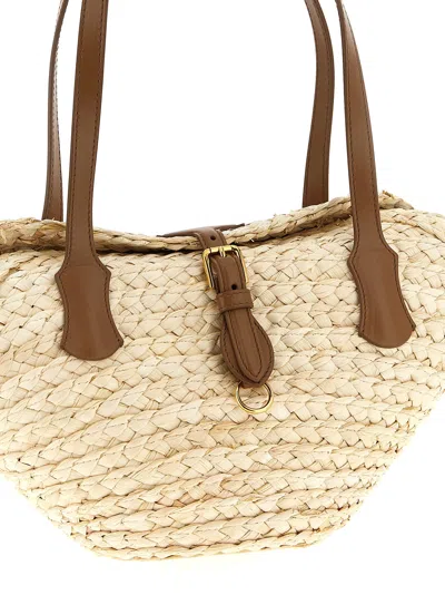Dolce & Gabbana Capri Straw Bag Shoulder Bags Beige In Neutral