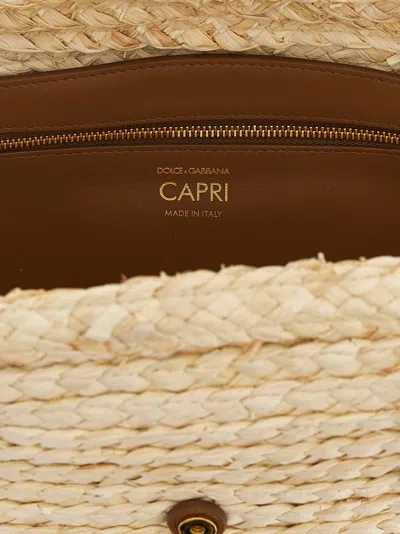 Dolce & Gabbana Capri Straw Bag Shoulder Bags Beige In Neutral