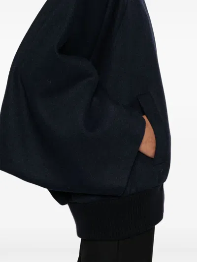 Max Mara Zenone Cashmere Cape Bomber Jacket In Blue