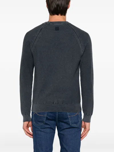 Jacob Cohen Cashmere Crewneck Sweater With Ribbed Cuffs In Gray