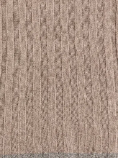 Brunello Cucinelli Ribbed Cashmere Scarf With Contrasting Profile In Neutral