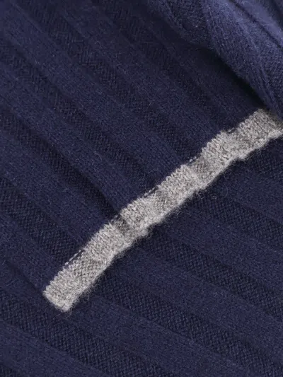 Brunello Cucinelli Ribbed Cashmere Scarf In Blue