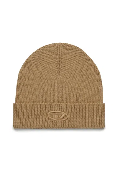 Diesel Branded Wool-blend Beanie In Burgundy