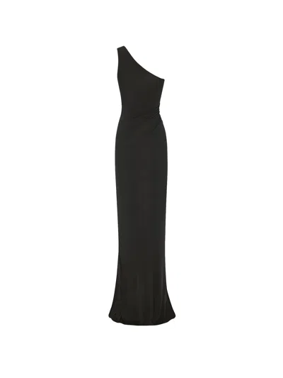 Saint Laurent Certifiable Viscose Draped Dress In Black