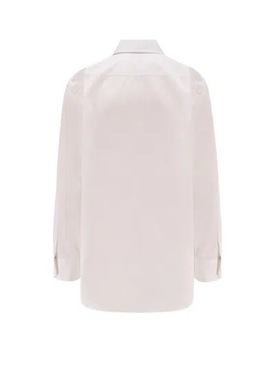 Saint Laurent Certified Cotton Shirt With Cassandre Embroidery In Purple