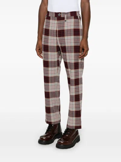 Vivienne Westwood Straight Checkered Slim Cut Trousers In Red