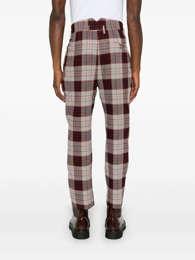 Vivienne Westwood Straight Checkered Slim Cut Trousers In Red