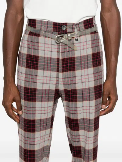 Vivienne Westwood Straight Checkered Slim Cut Trousers In Red