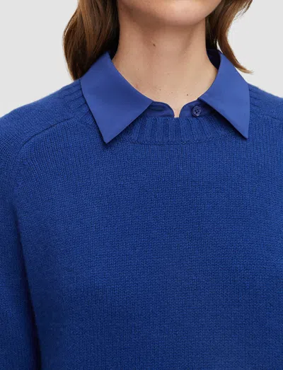 Joseph Open Cashmere Round Neck Jumper In Blue