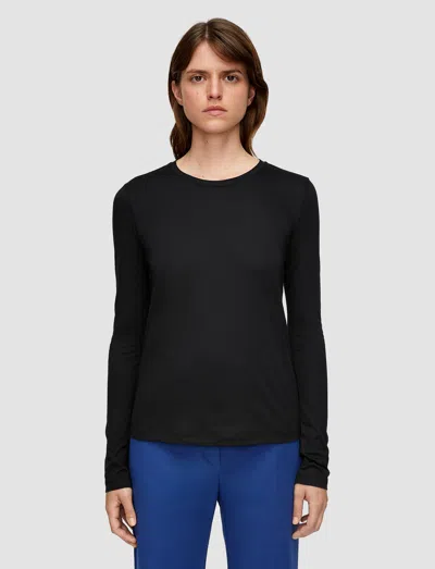 Joseph Cotton Silk Jersey Long Sleeve T-shirt In Black