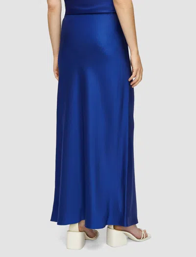 Joseph Isaak Long Silk Satin Skirt In Blue