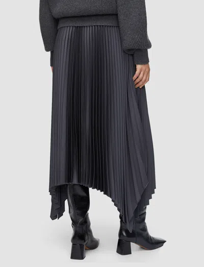 Joseph Ade Knit Weave Plissé Skirt In Gray