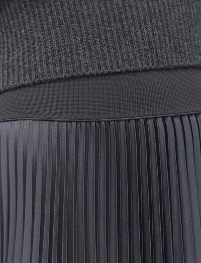 Joseph Ade Knit Weave Plissé Skirt In Gray