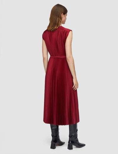 Joseph Volta Knit Weave Plissé Dress In Red