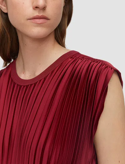 Joseph Volta Knit Weave Plissé Dress In Red