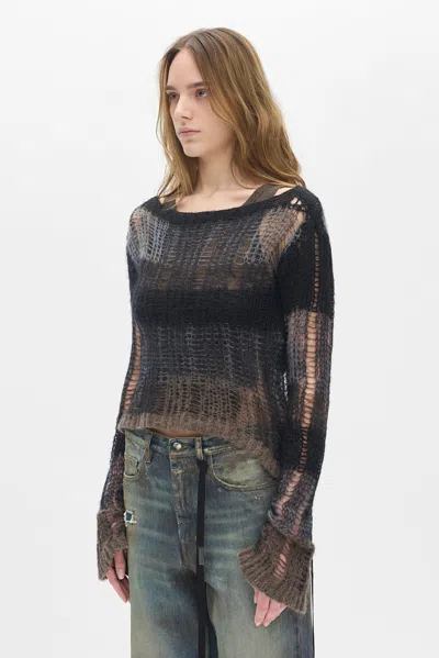 Ann Demeulemeester Leocadie Slim Fit Open Neck Sweater In Multi