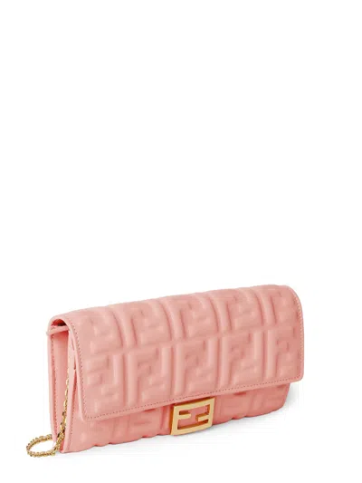 Fendi Continental With Chain Baguette Leather Crossbody Bag