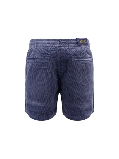 Polo Ralph Lauren Corduroy Bermuda Shorts With Logo Embroidery In Metallic