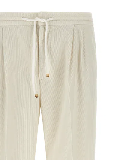 Brunello Cucinelli Corduroy Trousers Pants White In Neutral