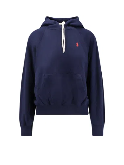 Polo Ralph Lauren Shrunken Fit Fleece Hoodie In Blue