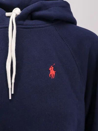 Polo Ralph Lauren Shrunken Fit Fleece Hoodie In Blue