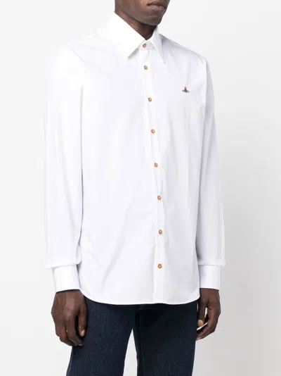 Vivienne Westwood Shirt With Subtle Orb Embroidery And Tailored Fit In White