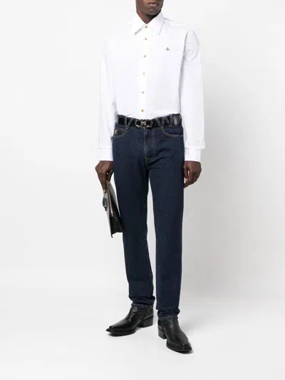 Vivienne Westwood Shirt With Subtle Orb Embroidery And Tailored Fit In White