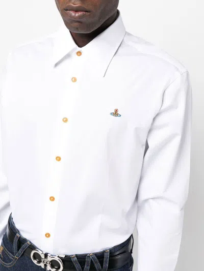 Vivienne Westwood Shirt With Subtle Orb Embroidery And Tailored Fit In White