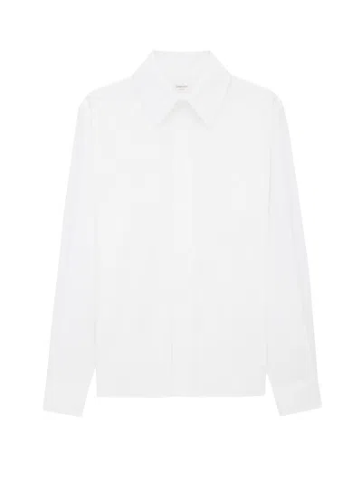 Saint Laurent Cassandre Shirt In Striped Cotton In White