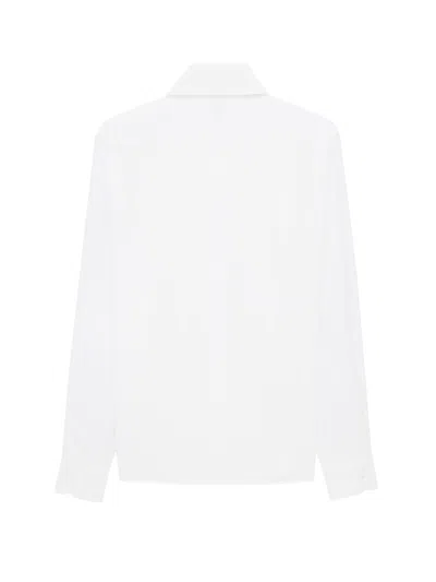 Saint Laurent Cassandre Shirt In Striped Cotton In White