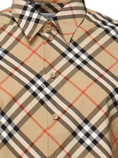 Burberry Cotton Shirt With  Check Motif In Multi