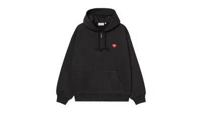 Pre-owned Carhartt Men's  Wip Hooded Heart Ii Hartt Sweat Jacket In Black