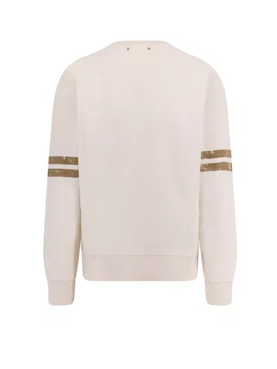 Golden Goose Ivory Cotton Sweatshirt With Contrasting Logo In Neutral