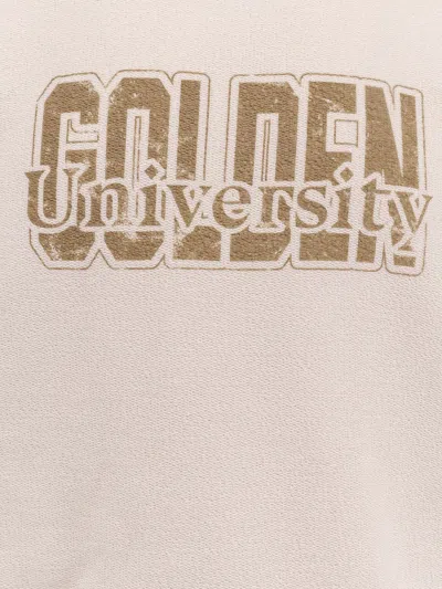Golden Goose Ivory Cotton Sweatshirt With Contrasting Logo In Neutral