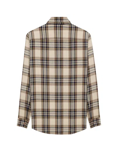 Saint Laurent Tartan Check Long-sleeved Shirt In Neutral
