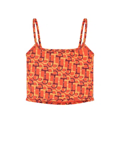 Gucci Cotton Top With Iconic Horsebit Motif In Orange
