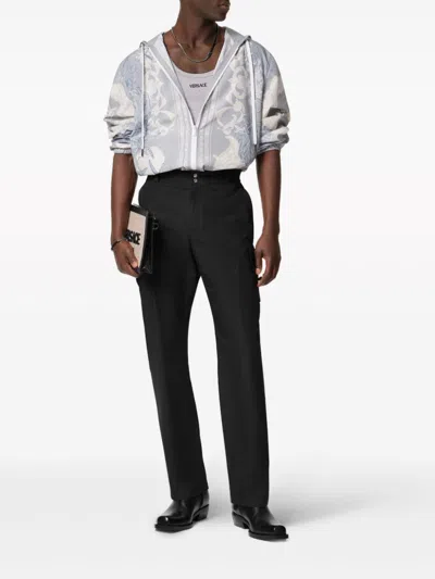 Versace Cotton-poplin Cargo Trousers In Black
