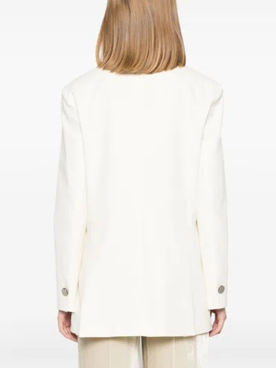 P.a.r.o.s.h Parosh Crew Cotton Blend Blazer Jacket In Neutral