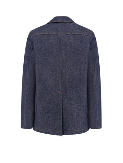 Gucci Denim Peacoat With Contrasting Stitching In Blue
