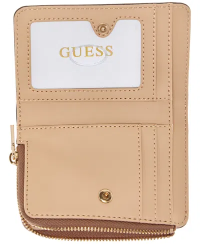 Guess Laurel Ii Logo Zip Around Card Case In Brown