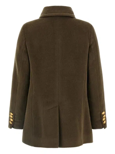 Tagliatore Double-breasted Wool Short Coat In Green