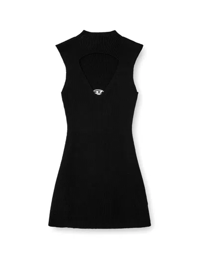 Diesel Womens 9xx M-olini Short Sleeveless Wool Knitted Mini Dress In Black