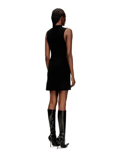 Diesel Womens 9xx M-olini Short Sleeveless Wool Knitted Mini Dress In Black