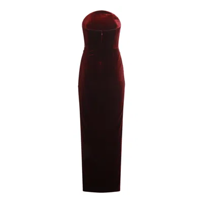 Self-portrait Strapless Cutout Embellished Gathered Velvet Maxi Dress In Multi