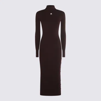 Courrèges Knee Length Dress Silhouette Fitted In Burgundy