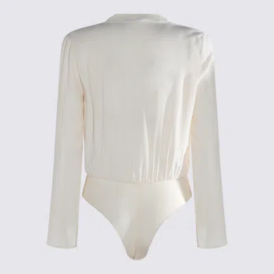 Elisabetta Franchi Bodysuit In Georgette Fabric With Jewel Details In White