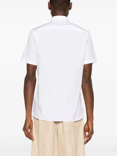 Burberry Stretch-cotton Ekd-embroidered Slim Shirt In White