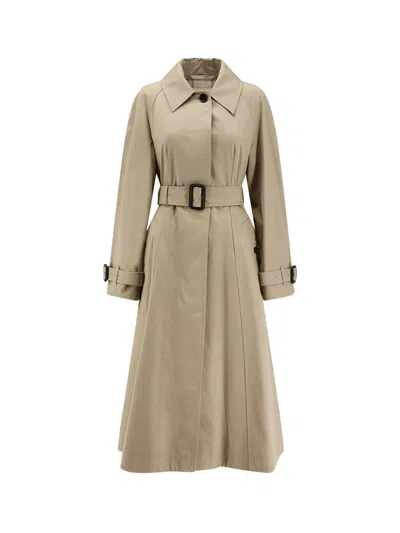 Burberry Ellingham Fit-and-flare Long Gabardine Trench Coat In Gray