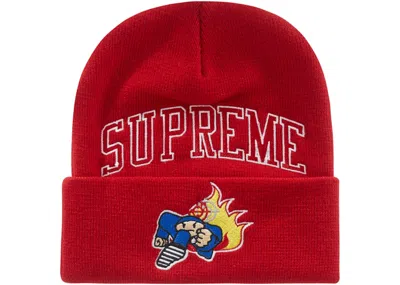 Pre-owned Supreme Duck Down Records Beanie In Red