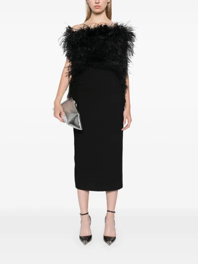 Sportmax Fashion Feathered Midi Dress In Black
